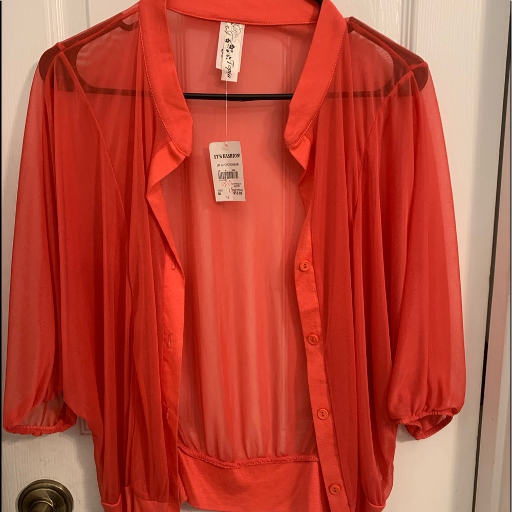 Dark peach see through shirt